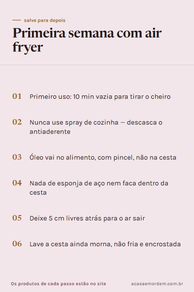 Checklist: Primeira semana com air fryer