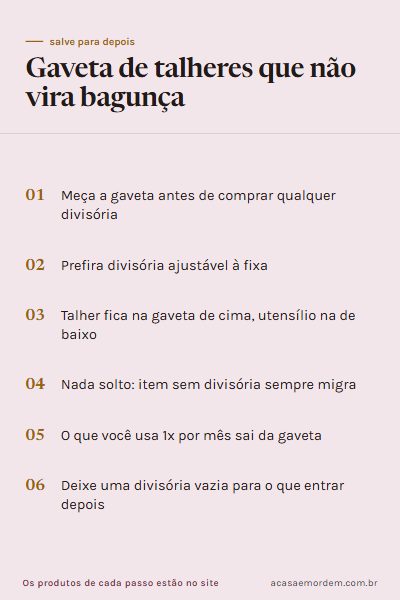 Checklist: Gaveta de talheres que não vira bagunça